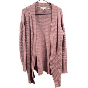 Pink Rose Dusty Pink Cable Knit Cardigan - Size Small